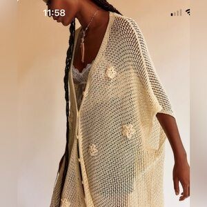 Free People Cream Crochet Swim Coverup